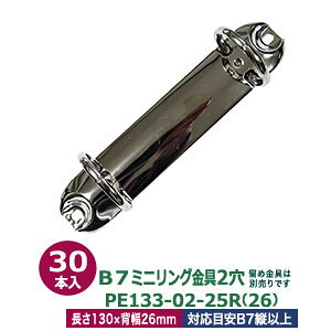 B7縦ミニリング金具【PE133-02-25R(26)】【サイズ 長さ130mm ×背幅26mm 2穴】【材質:鉄 】30本入1袋