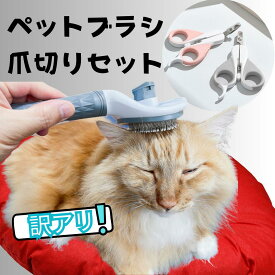 【最大1O00円OFFクーポン！】《お得な訳アリペットブラシ+爪切りセット 》 猫 ブラシ 猫ブラシ スリッカーブラシ ペット ブラシ【レビュー記入で延長補償とプレゼント】猫用ブラシ ペットブラシ ワンタッチ ヒーリングブラシ