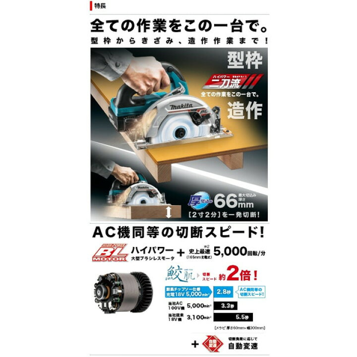 楽天市場】マキタ 165mm 充電式マルノコ HS631DGXSB 黒 バッテリ2本+ 