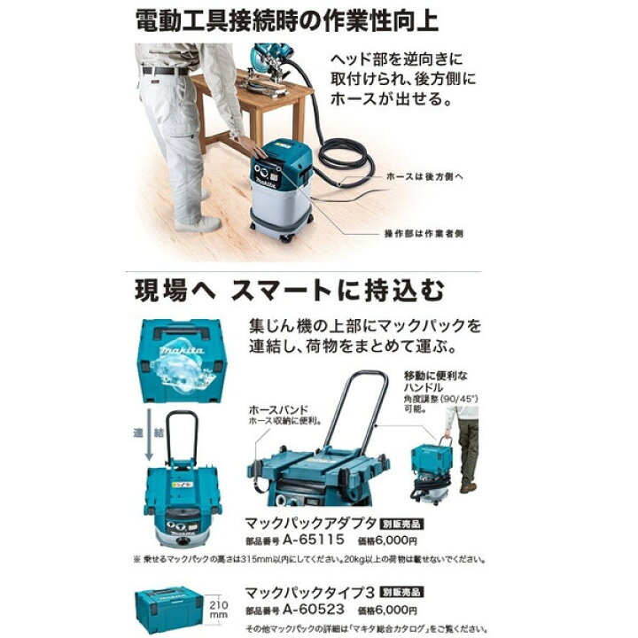 楽天市場】マキタ 集じん機 粉じん専用 電動工具接続専用 VC0830 