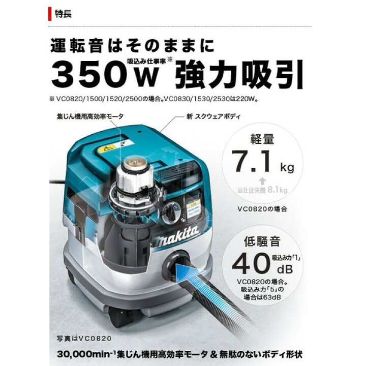 楽天市場】マキタ 集じん機 粉じん専用 電動工具接続専用 VC1530 