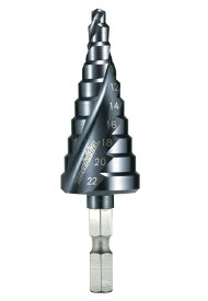 (マキタ) スパイラルステップドリル 六角軸タイプ A-60414 軸対辺6.35mm 10段 穴あけサイズ4・6・8・10・12・14・16・18・20・22mm makita 小型便 ●