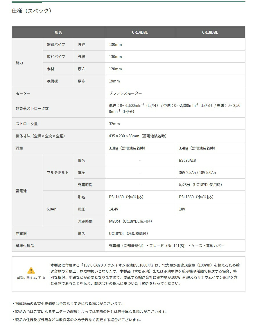 楽天市場】HiKOKI 18V コードレスセーバソー CR18DBL(LXPK) マルチ