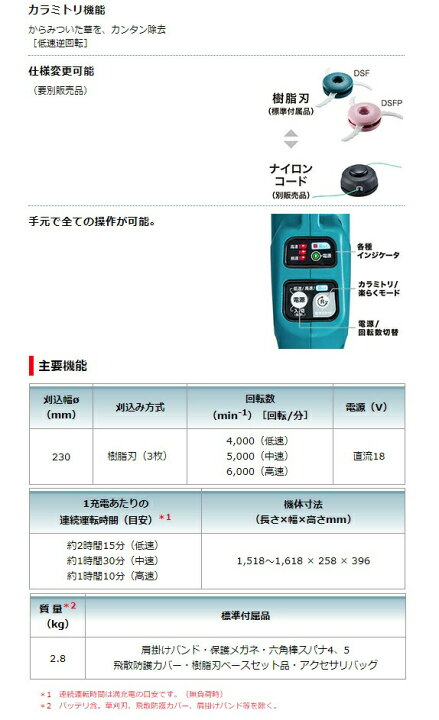 楽天市場】(マキタ) 充電式草刈機 MUR189DSFP ピンク 3.0Ahバッテリ 