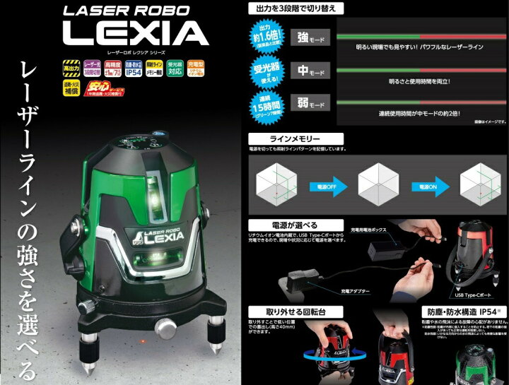 楽天市場】シンワ レーザー墨出し器 70842 レーザーロボ LEXIA 21P 