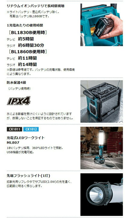 楽天市場】(マキタ) 防災用コンボキット CK1011 セット内容：充電式 