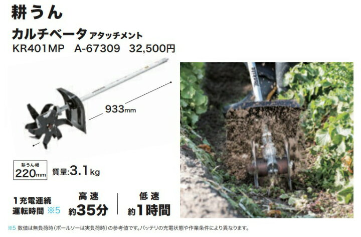 楽天市場】(マキタ) カルチベータアタッチメント A-67309 KR401MP 長さ 