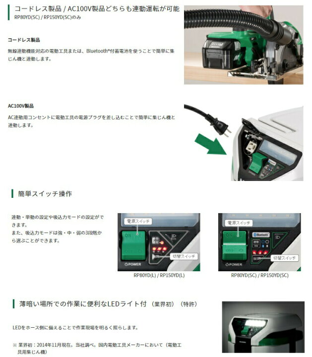楽天市場】HiKOKI 集じん機 RP80YD(SC) Bluetooth対応 粉じん専用 連動  