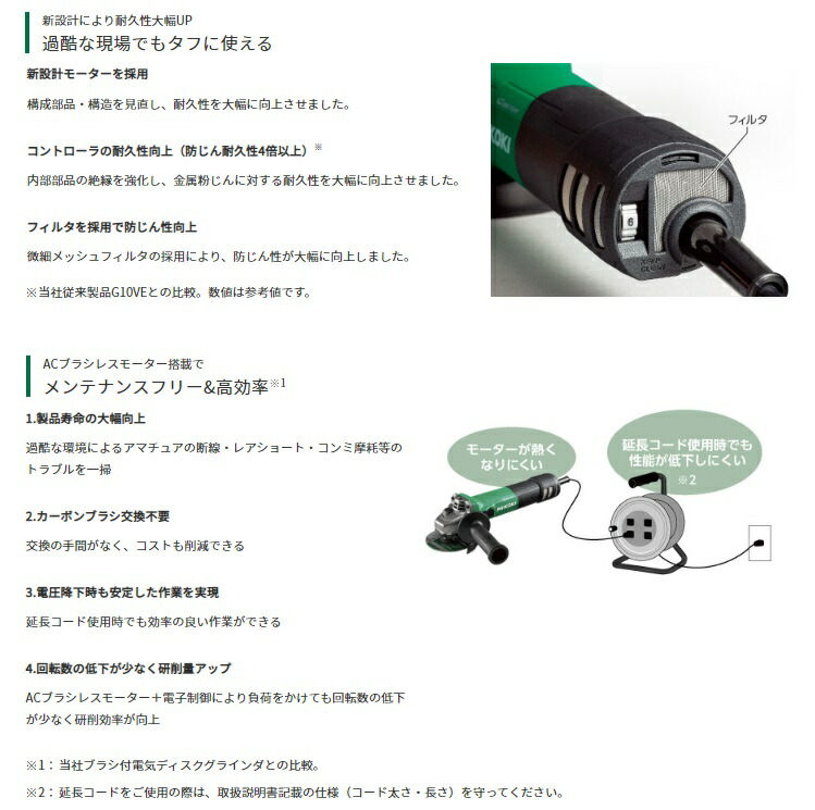 楽天市場】HiKOKI 150mm 電子ディスクグラインダ G15YE3 100V サイド