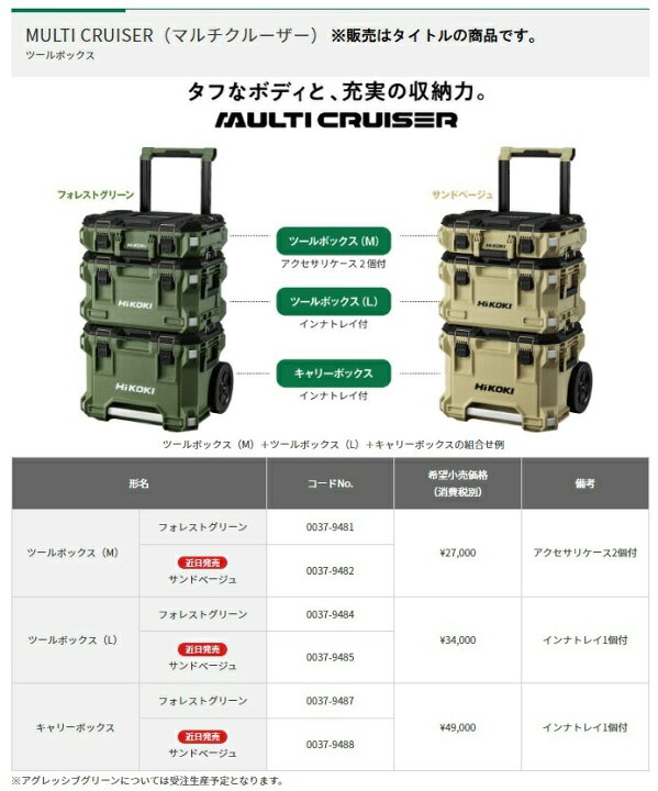 楽天市場】(HiKOKI) キャリーボックス 0037-9488 サンドベージュ 