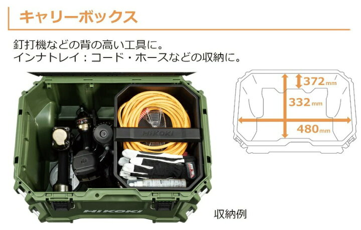 楽天市場】HiKOKI キャリーボックス 0037-9487 フォレストグリーン 