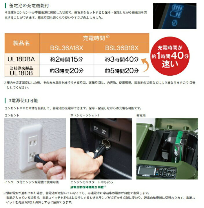 楽天市場】HiKOKI コードレス冷温庫 UL18DBA(WMB) サンドベージュ 本体 