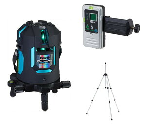 KDS ミントグリーンレーザー墨出器 スーパーレイ DSL-901RGNRSA 本体+受光器+三脚 4方向たち・全方向水平ライン・地墨点 ・鉛直 。