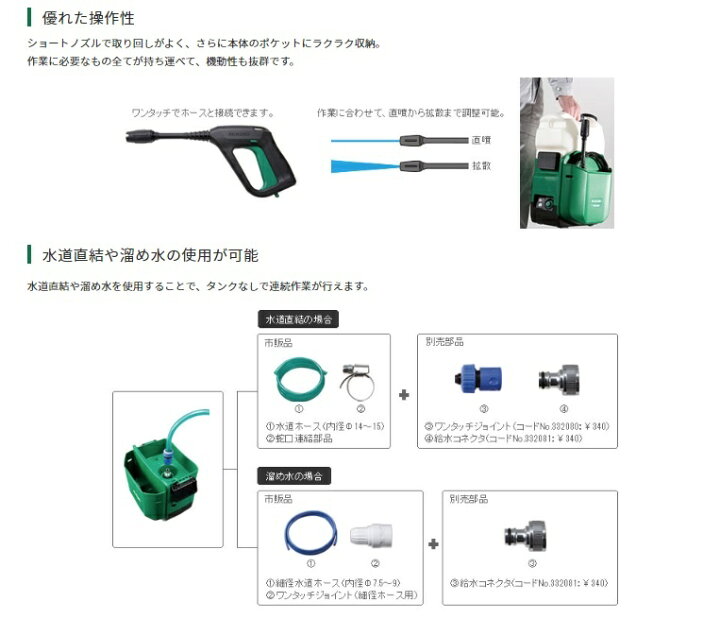 楽天市場】HiKOKI コードレス高圧洗浄機 AW18DBL(LXPZ) マルチボルト 