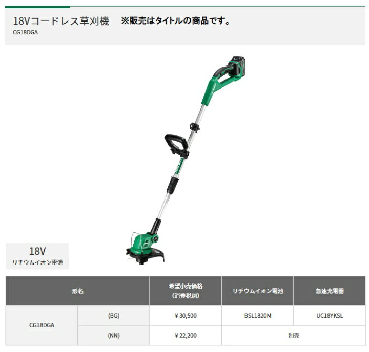楽天市場】HiKOKI CG18DGA(NN) 18Vコードレス草刈機 本体のみ 18V対応 
