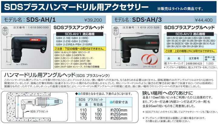 楽天市場】(ボッシュ) SDS-AH/1 SDSプラスハンマードリル用アングル 