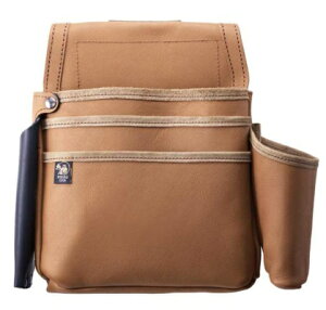 ふくろ倶楽部 SZ-835-3CM 朱雀 剛-GOU 五型三段釘袋 キャメル のみ差し・墨つぼホルダー付き 腰袋 牛革 101647 。