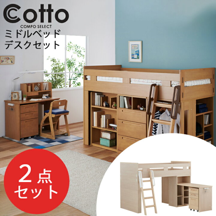 楽天市場】【9％オフクーポン配布中】【ミドルベッド・デスクセット】2 