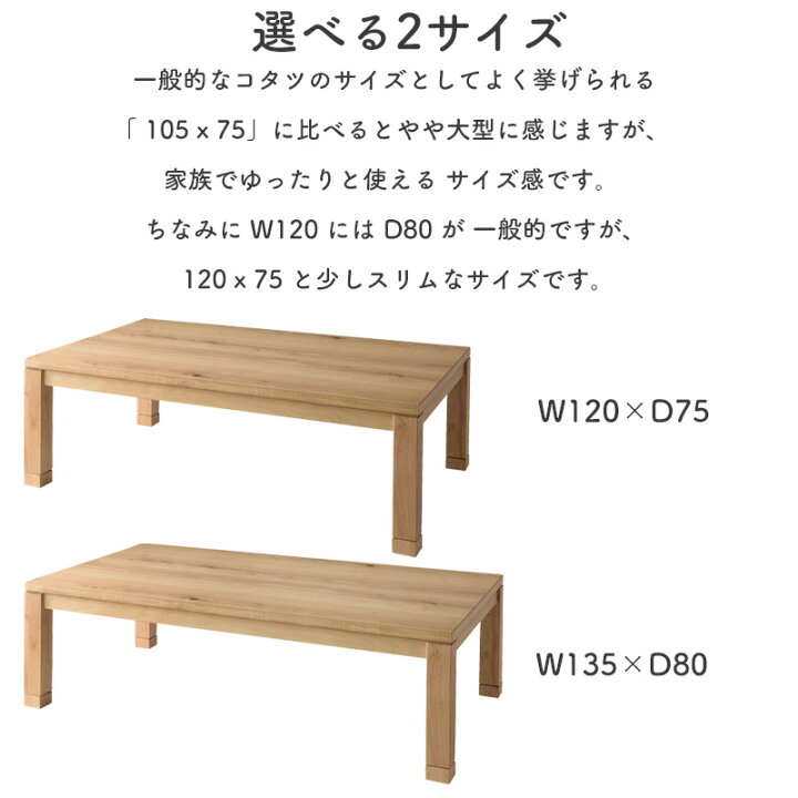 楽天市場】送料無料 コタツテーブル KTJ-120NA 長方形 幅120cm オール 