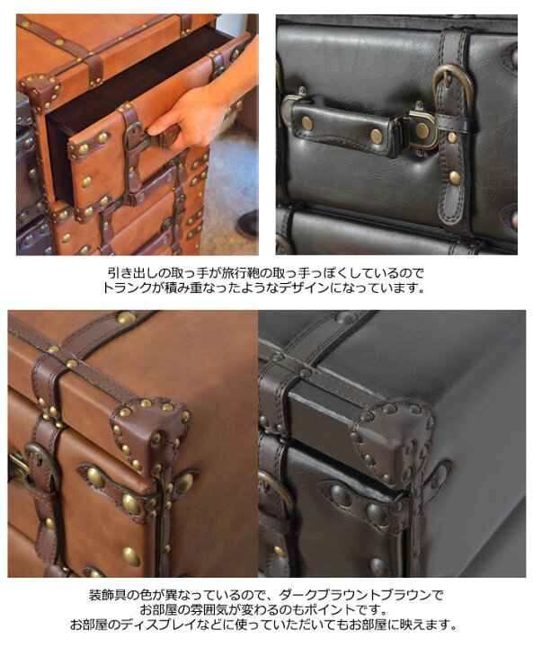 楽天市場】トランク 収納 ボックス チェスト 4段 アンティーク 