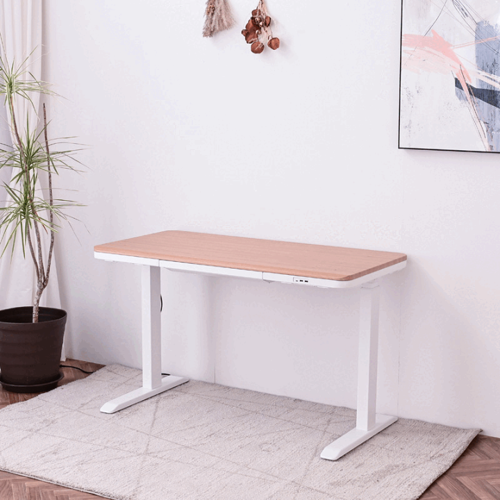 電動昇降デスク ナチュラルウッド 140cm 幅140］電動昇降デスク 無段階昇降 USBポート付 メモリ機能 静音