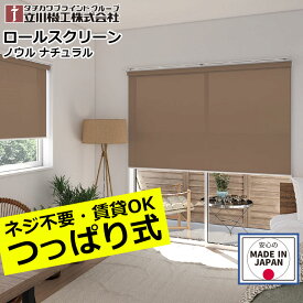 ロールスクリーン つっぱり ノウル ロールカーテン オーダー 1mm単位立川機工 ファーステージ ノウル ナチュラル つっぱり仕様 無地 日本製 間仕切り 防臭 突っ張り つっぱり仕様