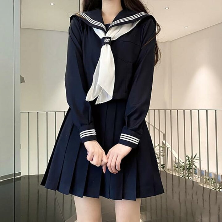 楽天市場】＼~ 送料無料 ~／セーラー服 紺色 女子高生 3点セット  
