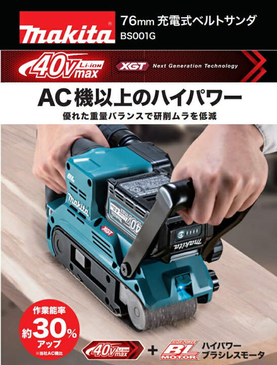 楽天市場】【在庫あり】マキタ 76mm充電式ベルトサンダ BS001GZ 40Vmax 