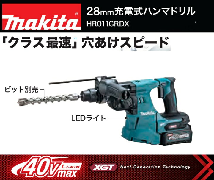 楽天市場】【在庫あり】マキタ 28mm充電式ハンマドリル 40Vmax 