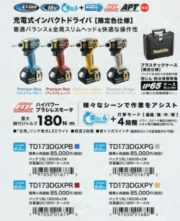 楽天市場】【20周年記念モデル】【在庫あり】マキタ 充電式インパクト 
