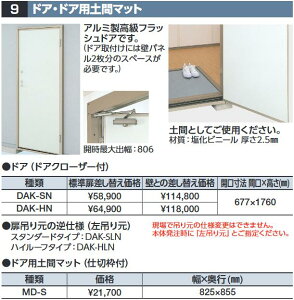 イナバ物置 DAK-SLN ドア(ドアクローザー付)【左吊り元 標準扉差し替え価格】 SMK型オプション スタンダード用【本体同時購入のみ手配可】⇒■