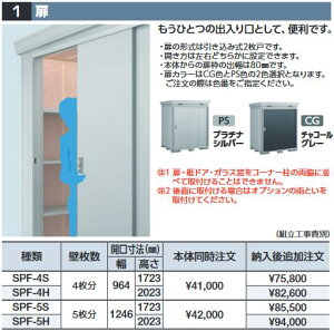 イナバ物置 SPF-4S 扉 壁枚数4枚分 FP型オプション スタンダード用【本体同時購入のみ手配可】⇒■