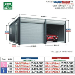 イナバ物置 DR-3157JYB-2 デザイナーズガレージ 車庫 倉庫 アルシア TypeB ジャンボ 2連棟 【豪雪型】【お届け先 関東限定】 ⇒■