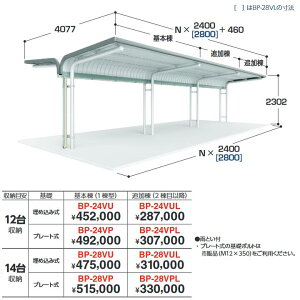 イナバ物置 BP-24VP 基本棟(1棟型) プレート式 自転車置場(駐輪場) BP-Vタイプ 12台収納【お届け先 関東限定】 ⇒■