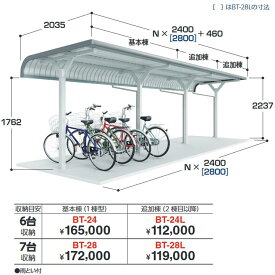 イナバ物置　BT-24L 追加棟(2棟目以降)　自転車置場(駐輪場) BTタイプ 6台収納【基本棟同時購入のみ手配可】【お届け先 関東限定】 ⇒■