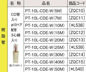 パーパス PT-10L-CDE-W(40M)〔ZQC15〕 パネルヒーター部材 樹脂管 CD管入り φ10ペア配管3心線入り ⇒□