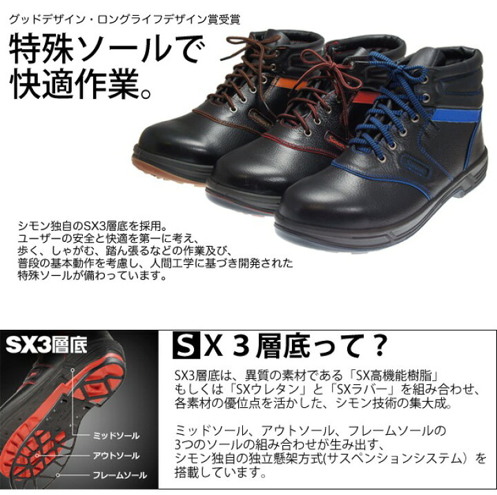 楽天市場】安全靴 シモン SL22-R SL22-B SL22-BL ハイカット 