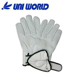 [スーパーSALE] 皮製手袋 ユニワールド 内綿豚革クレスト手袋 マジック 356