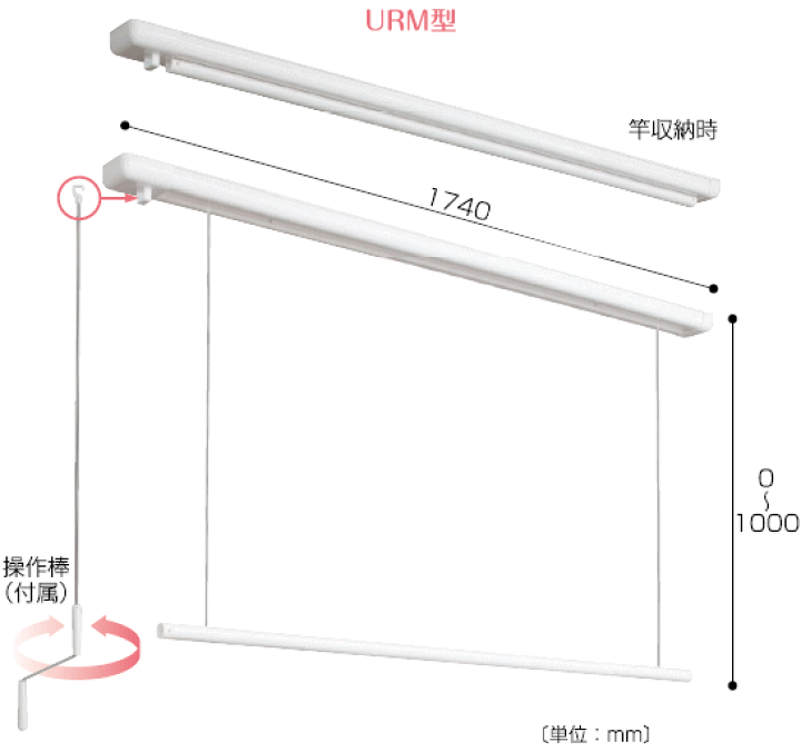 楽天市場】川口技研 室内用物干し ホスクリーン URM-L-W 全長：1740mm