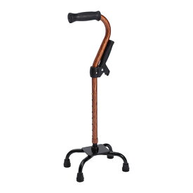 【送料無料】メーカー直送品Fuji Home(フジホーム）Walking Stick(ステッキ・杖)WB3802四点杖補助グリップ付木目ブラウンステッキ つえ 杖軽量 おしゃれ 歩行器 介護杖 介護 歩行補助 立ち上がり補助 敬老の日 ギフト プレゼント 自立式