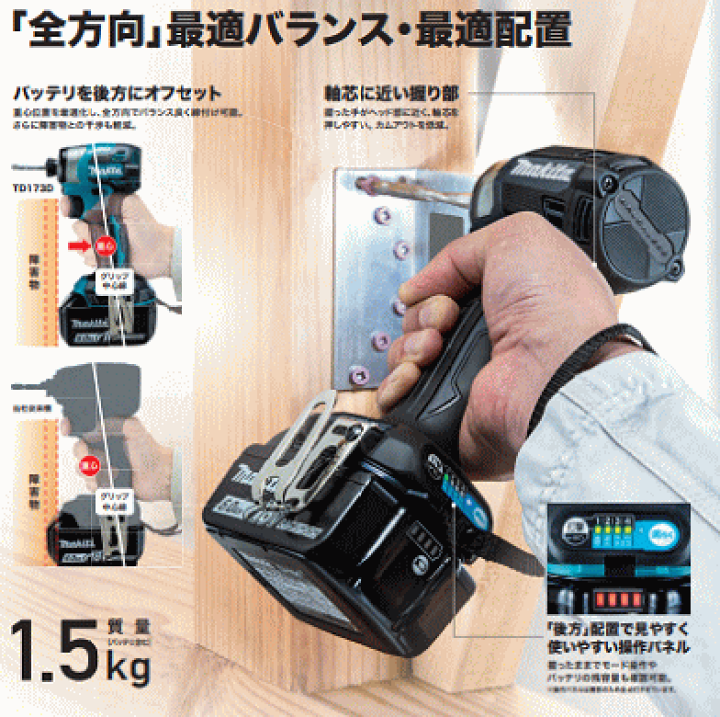 楽天市場】マキタ 充電式インパクトドライバ TD173DRGXO 楽天市場】マキタ 充電式インパクトドライバ TD173DRGXO