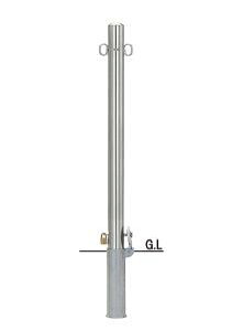 帝金バリカー S52-PK 脱着式 フタ付 南京錠付 60.5mm径 ステンレス製 ピラー型スタンダード セット品 TEIKIN 車止めポール ※北海道・沖縄県・離島の方はご購入不可です。※代引引換
