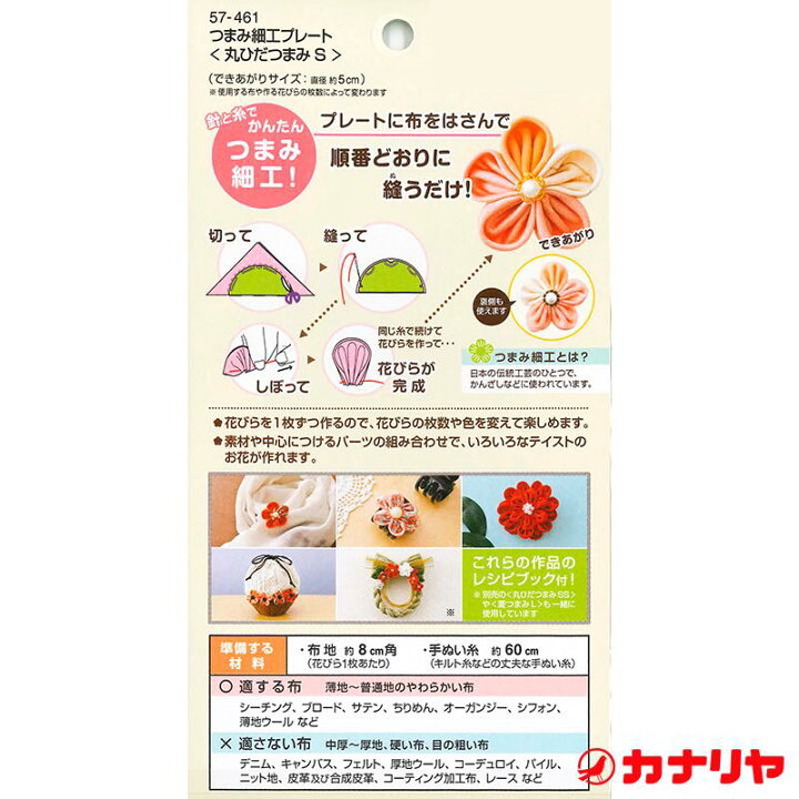 楽天市場 カナリヤ ちりめん つまみ細工 つまみ細工プレート 丸ひだつまみs クロバー カナリヤ楽天市場店