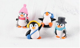 冬服装ペンギン 4タイプ 動物フィギュア テラリウムフィギュア ミニフィギュア コケリウム ハンドメイド