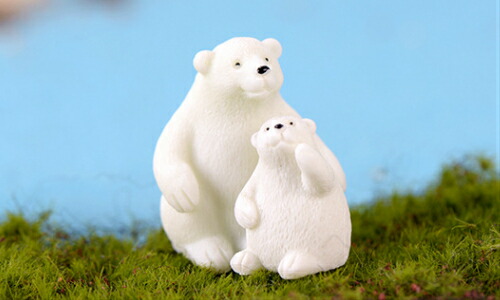 【楽天市場】動物フィギュア 北極熊 白熊 親子 2体 ミニ テラリウム