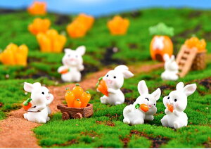 にんじん うさぎ2 動物 テラリウムフィギュア フィギュア スノードーム ミニフィギュア コケリウム 苔盆栽 インテリア