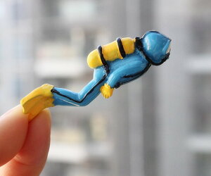 アクアリウム ダイバー テラリウム フィギュア ミニ人形 動物フィギュア テラリウム コケリウム ジオラマ 箱庭 かわいい おしゃれ ワークショップパーツ 苔盆栽 苔玉 観葉植物 DIY