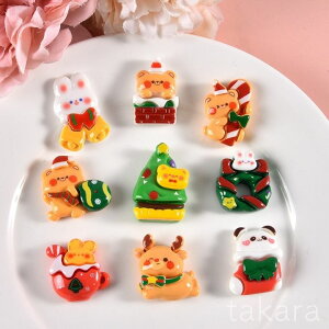 クリスマス デコパーツ パンダ 熊 うさぎ トナカイ ツリー デコレーションパーツ デコ電 ハンドメイド アクセサリーパーツ ヘアピン スマホケース