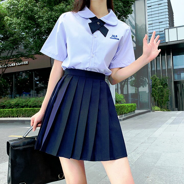 楽天市場】女子高生 制服セット 3点セット タイ風 半袖シャツ/スカート  