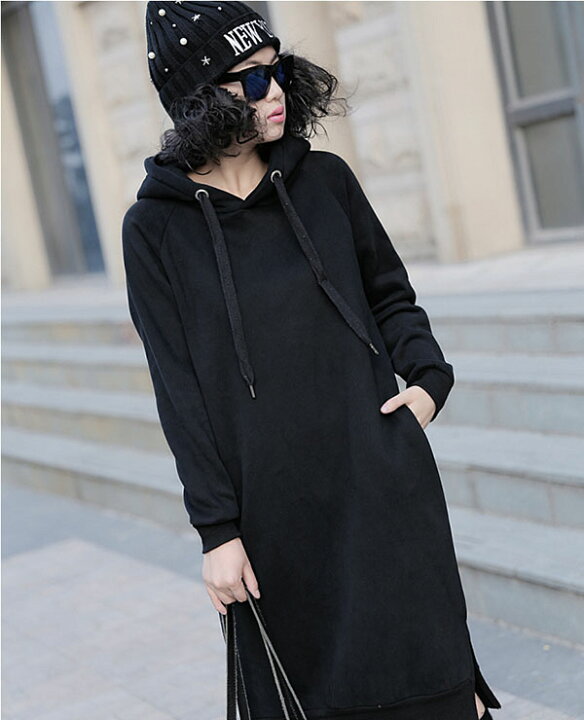 楽天市場】パーカーワンピース レディース 厚手 秋服 ロング丈 大きい 